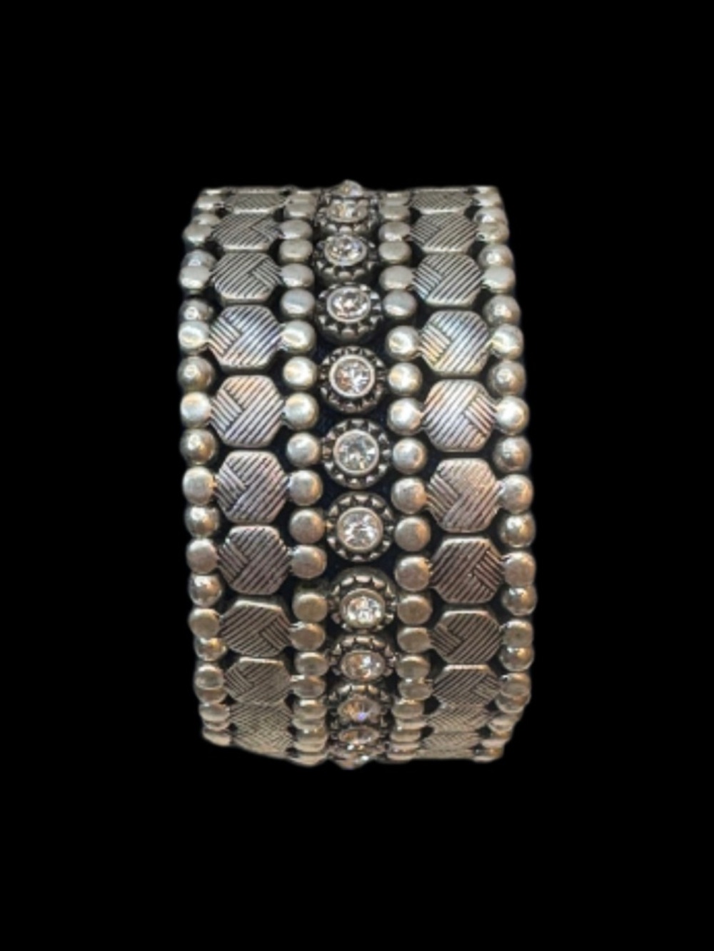 Premier design NWOT Snuggles  Silver tone Crystal Accent Wide Cuff Bracelet -